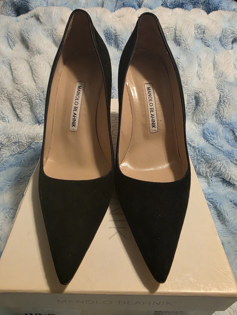 Manolo Blahnik Black Suede Pointed Toe Pumps